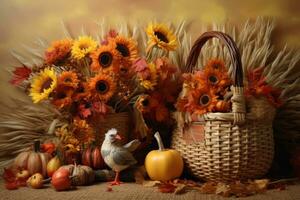 autumn composition with copy space AI Generative photo