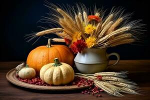 autumn composition with copy space AI Generative photo