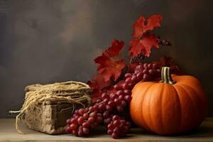autumn composition with copy space AI Generative photo