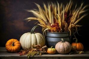 autumn composition with copy space AI Generative photo