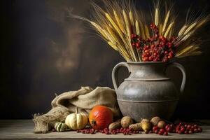 autumn composition with copy space AI Generative photo