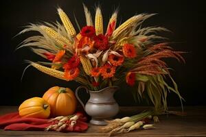autumn composition with copy space AI Generative photo