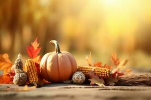 autumn composition with copy space AI Generative photo