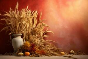 autumn composition with copy space AI Generative photo