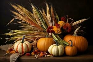 autumn composition with copy space AI Generative photo
