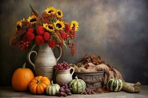 autumn composition with copy space AI Generative photo