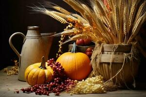 autumn composition with copy space AI Generative photo