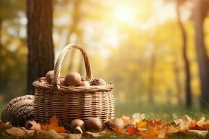 autumn composition with copy space AI Generative photo