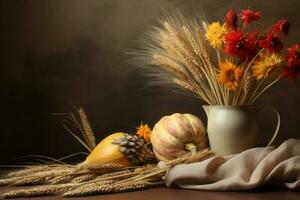 autumn composition with copy space AI Generative photo