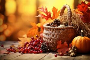autumn composition with copy space AI Generative photo