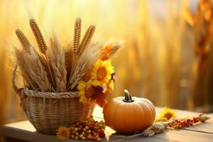 autumn composition with copy space AI Generative photo