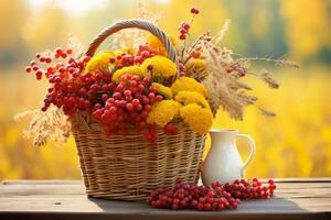 autumn composition with copy space AI Generative photo