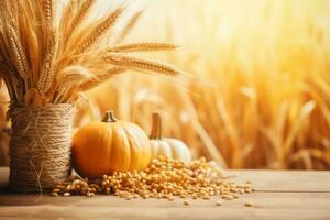 autumn composition with copy space AI Generative photo