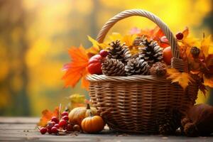 autumn composition with copy space AI Generative photo