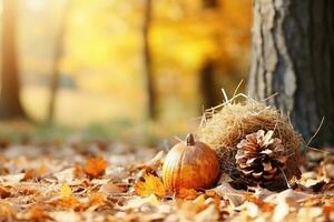 otoño composición con Copiar espacio ai generativo foto