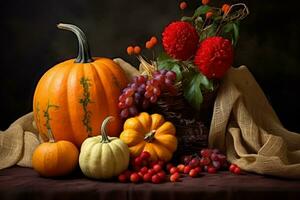 autumn composition with copy space AI Generative photo
