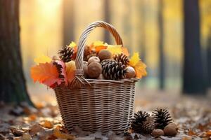 autumn composition with copy space AI Generative photo