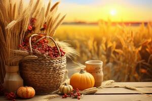 autumn composition with copy space AI Generative photo