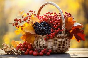 autumn composition with copy space AI Generative photo