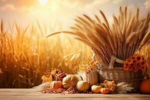 autumn composition with copy space AI Generative photo