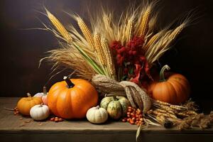 autumn composition with copy space AI Generative photo