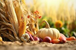 autumn composition with copy space AI Generative photo