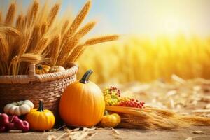 autumn composition with copy space AI Generative photo