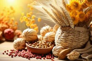 autumn composition with copy space AI Generative photo