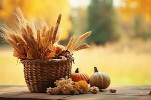 autumn composition with copy space AI Generative photo