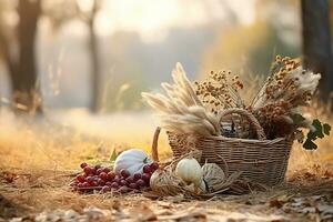 otoño composición con Copiar espacio ai generativo foto