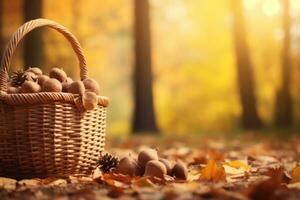 autumn composition with copy space AI Generative photo