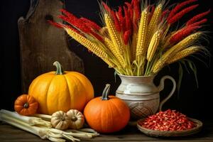 autumn composition with copy space AI Generative photo