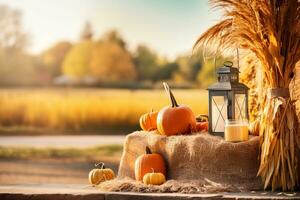 autumn composition with copy space AI Generative photo
