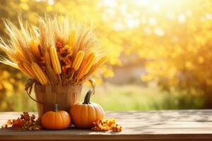 autumn composition with copy space AI Generative photo