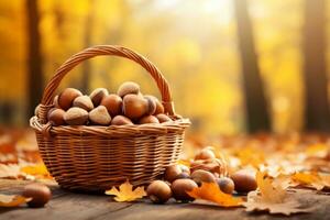 autumn composition with copy space AI Generative photo