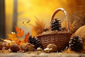 autumn composition with copy space AI Generative photo