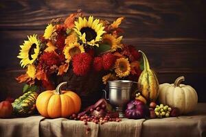 autumn composition with copy space AI Generative photo