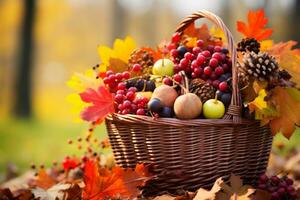 autumn composition with copy space AI Generative photo
