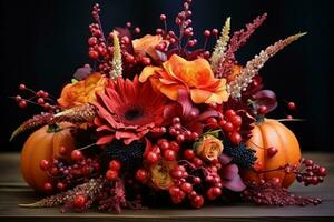 autumn composition with copy space AI Generative photo