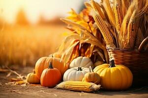 autumn composition with copy space AI Generative photo
