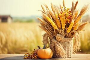 autumn composition with copy space AI Generative photo