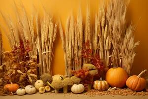 autumn composition with copy space AI Generative photo