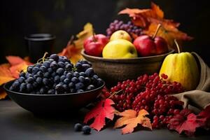 autumn composition with copy space AI Generative photo