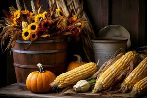 autumn composition with copy space AI Generative photo