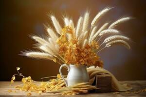 autumn composition with copy space AI Generative photo