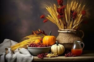 autumn composition with copy space AI Generative photo