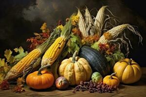 autumn composition with copy space AI Generative photo