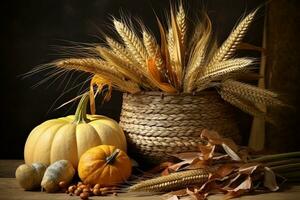autumn composition with copy space AI Generative photo