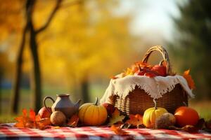 otoño composición con Copiar espacio ai generativo foto