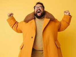 más Talla asiático hombre emocional dinámica actitud ai generativo foto